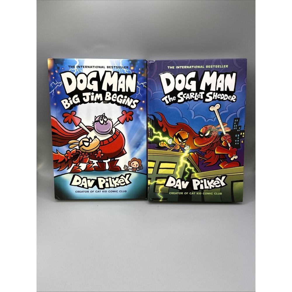 The Scarlet Shedder + Big Jim Begins Dog Man 12 + 13 Dav Pilkey Hardcover